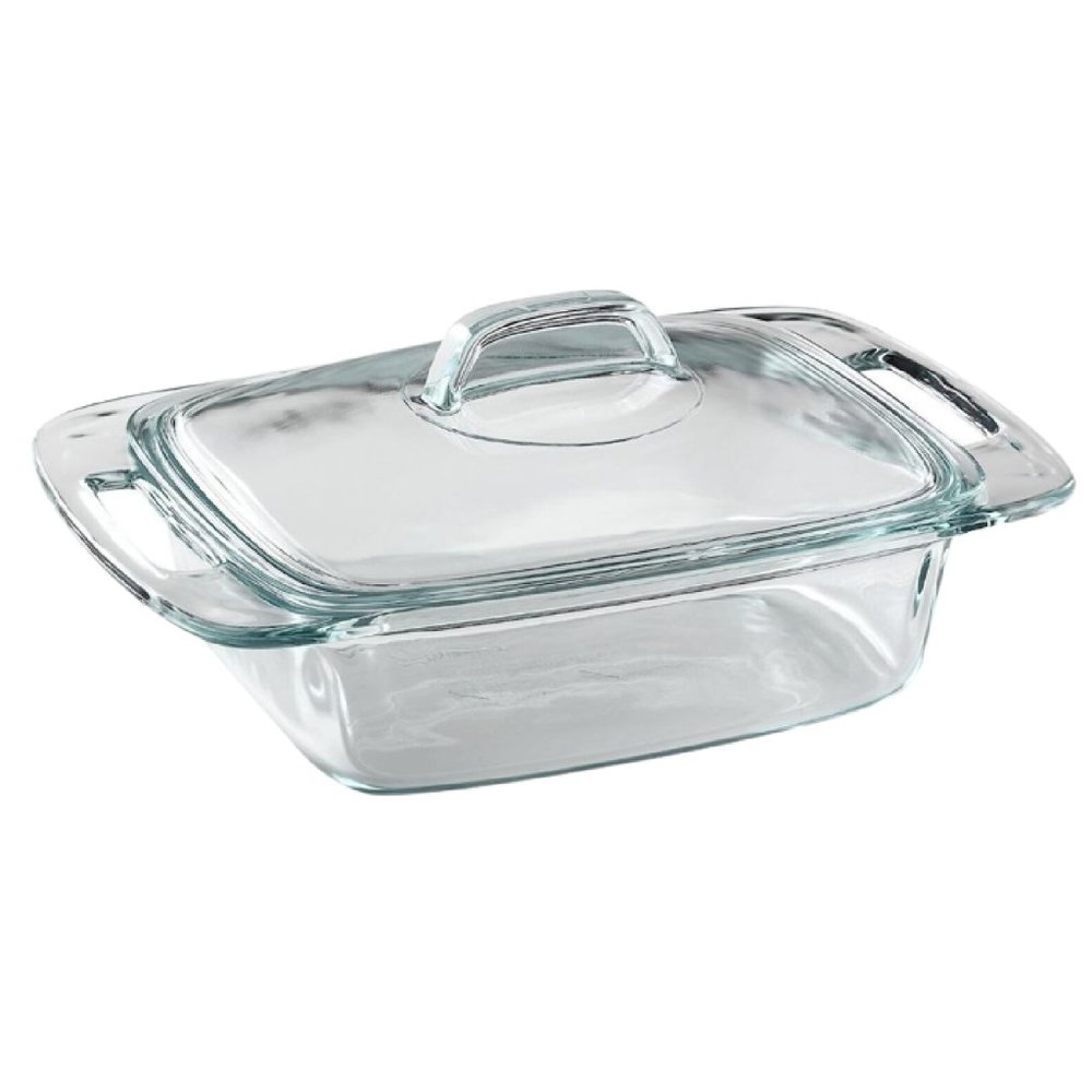 Easy Grab 2-Qt Glass Casserole Dish with Lid Tempered Glass Baking Dish